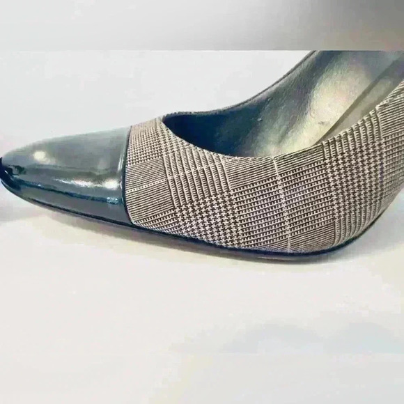 Circa Joan & David Women’s Size 7.5 Heels w/ Plaid Fabric & Black Patent Leather - Picture 7 of 14